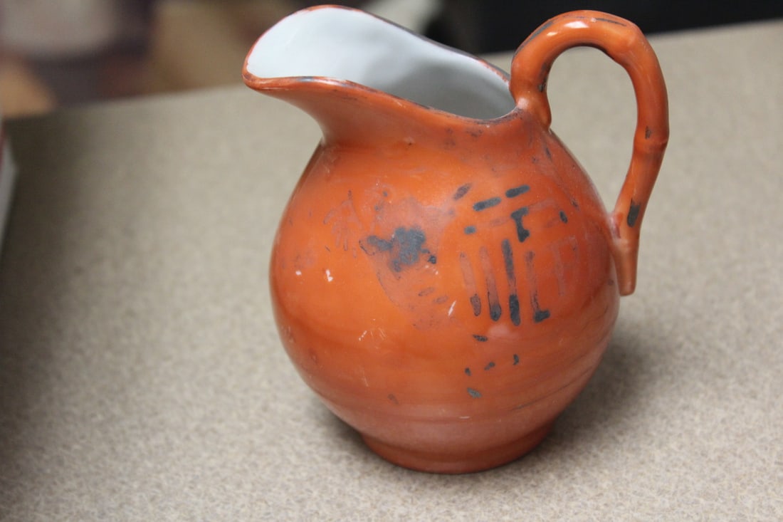 Antique Japanese Kutani Creamer: signed - early 1900's - 4 3/4" tall