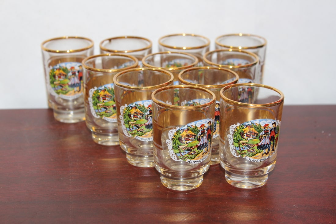 Lot of 11 Shot Glasses: 2 3/4" tall each
