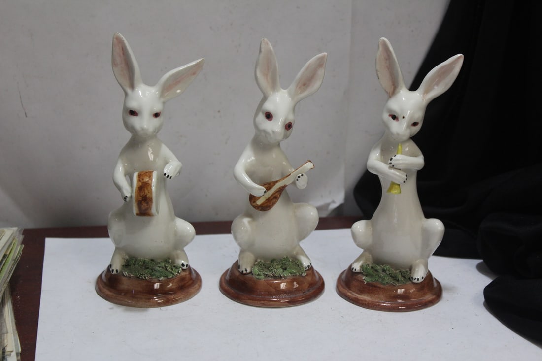 A Set of Three Italian Rabbit Musician: 6 1/2" tall each