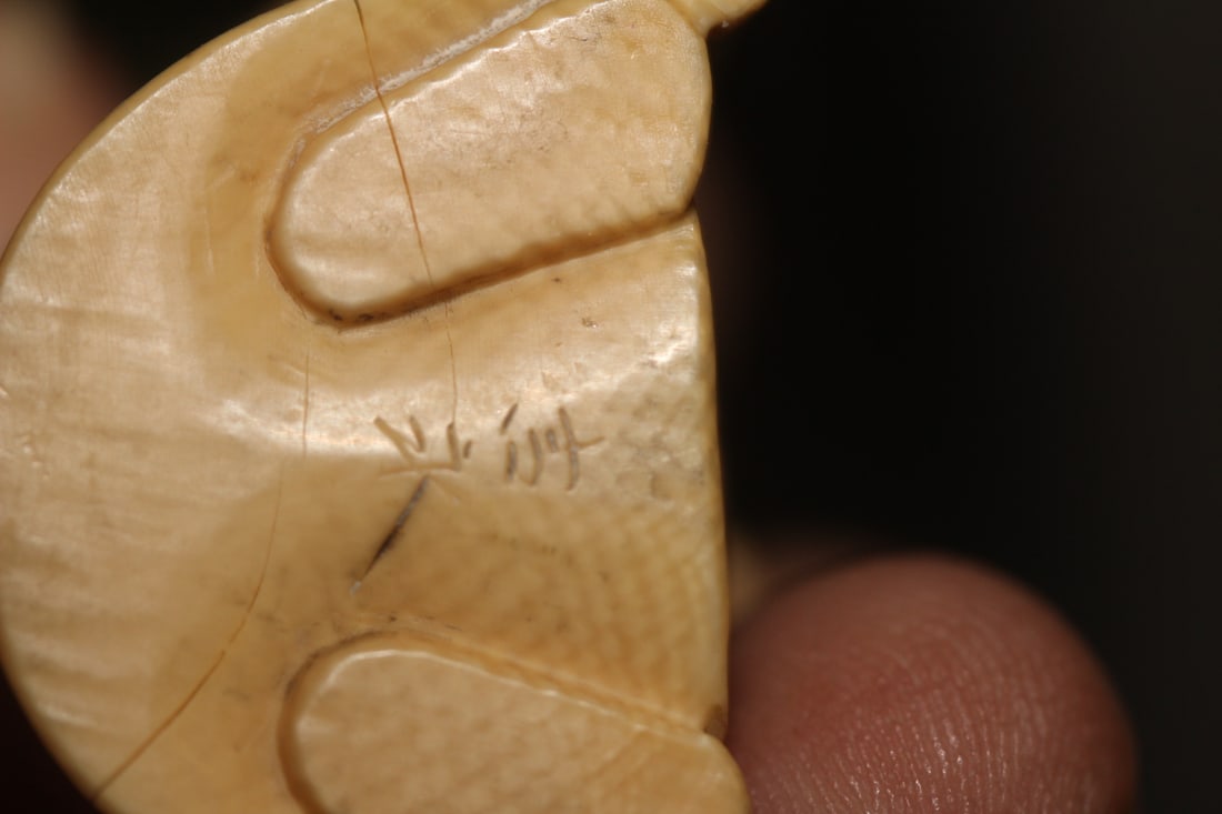 Signed Japanese B o n e Netsuke - 5