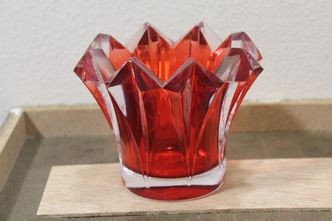 A Ruby Red Cup?: please note: Minor roughness, can hardly be seen - 4 1/2" across