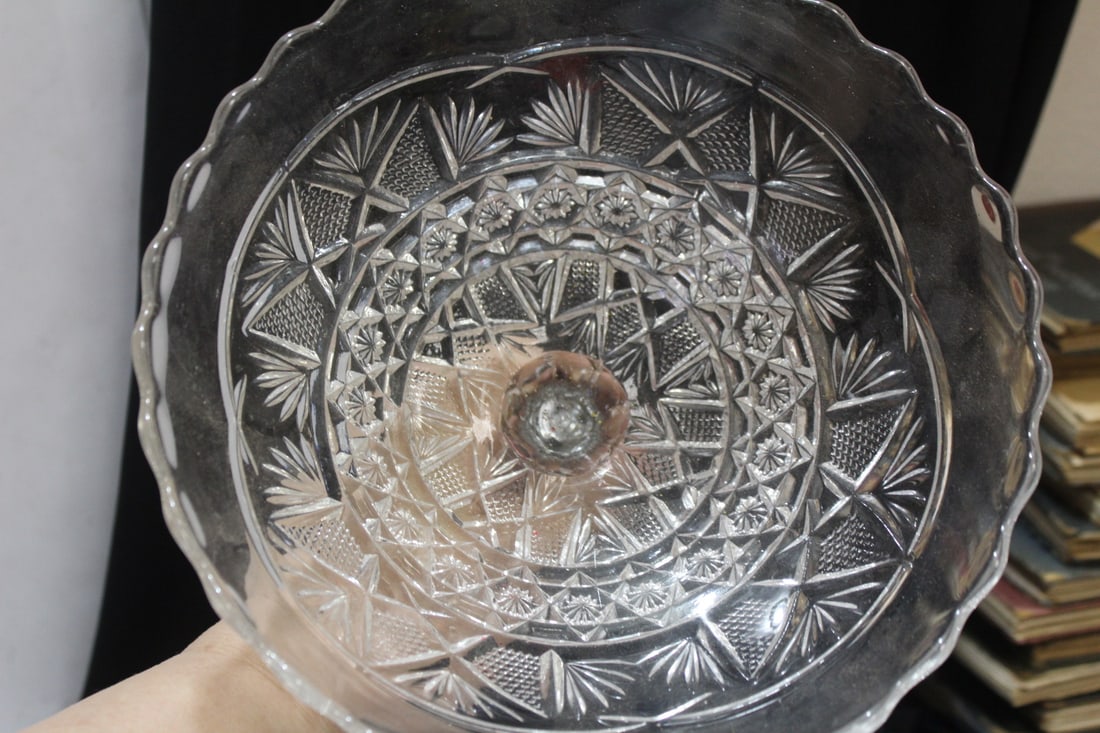 A Pressed Glass Compote - 7