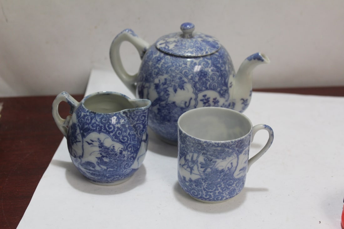 A Vintage Japanese Blue and White Partial Teaset (1 of 12)