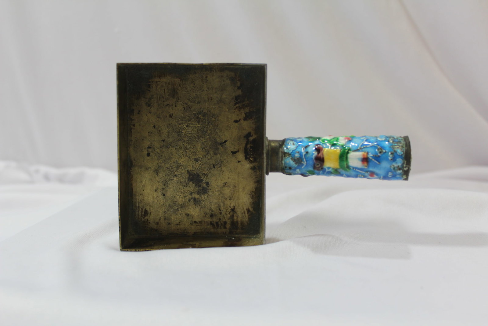 A Cloisonne Handle Crumb Holder: marked "China" - 5 1/2" at the longest point