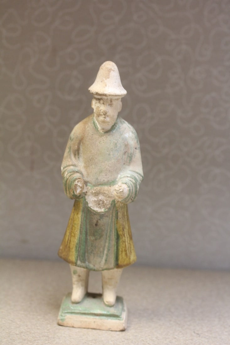 Antique Chinese Attendant: Possibly Tang? Dynasty - please note: losses as shown - 8" tall