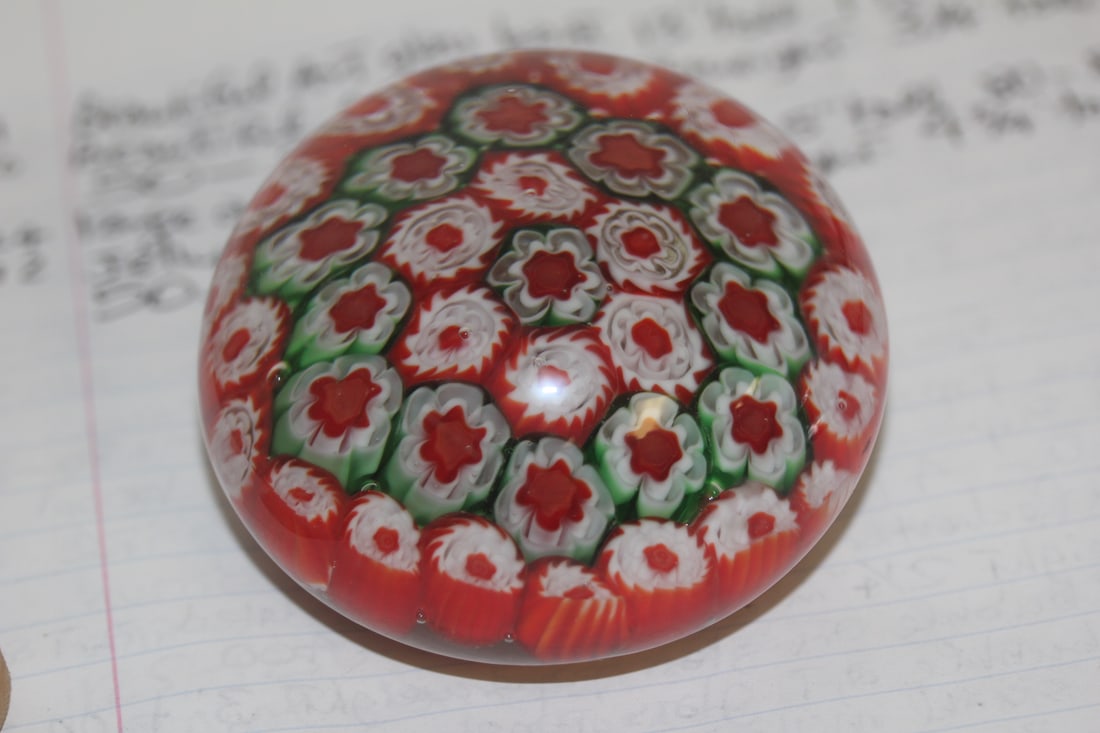 Murano Millifiori Art Glass Paperweight: vintage - 2 7/8" in diameter