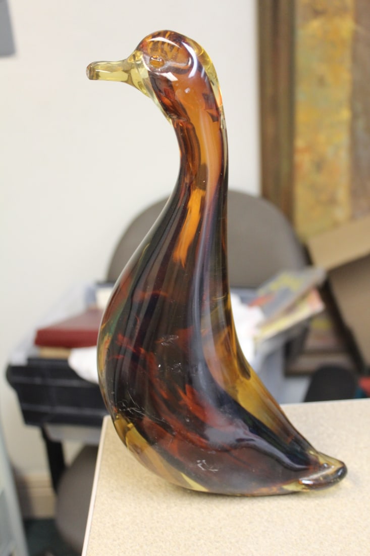 Art Glass Duck: possibly Murano - 12 1/2" tall