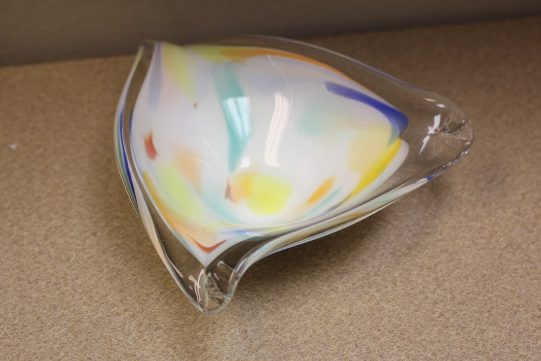 Art Glass Bowl: approximately 9" across