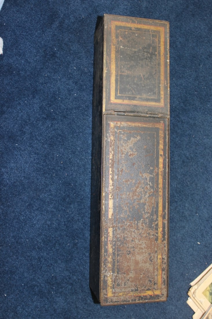 An Antique/Vintage Safety Deposit Box: 20 3/4" x 4 1/8" x 5"