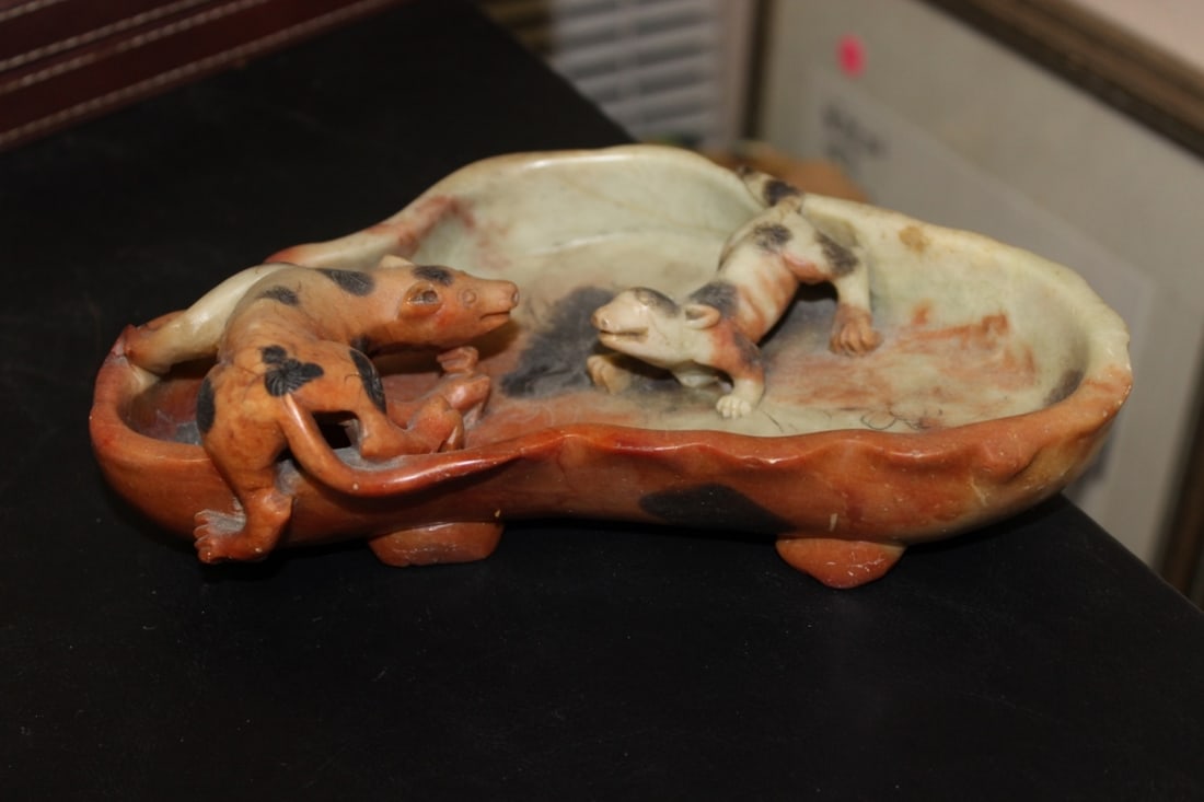 An Antique Chinese Soapstone Basin? Ink Cake?: very unusual form - 19th/20th century - 8 1/2" across