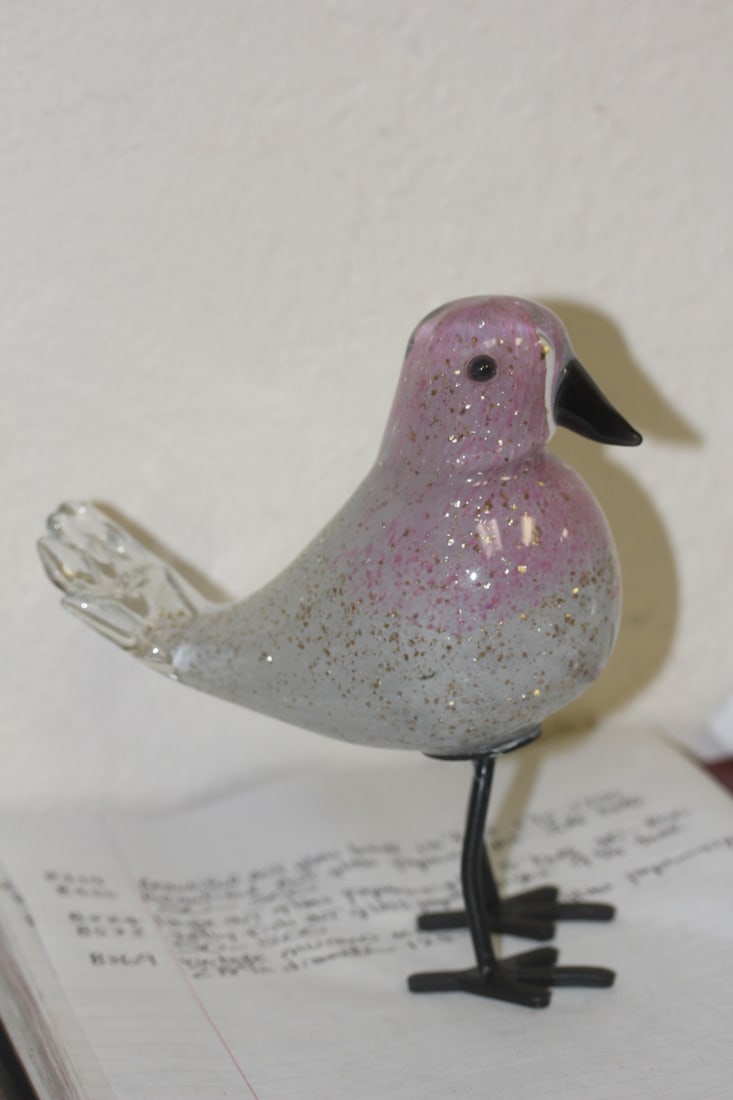 Art Glass Bird: 7" tall