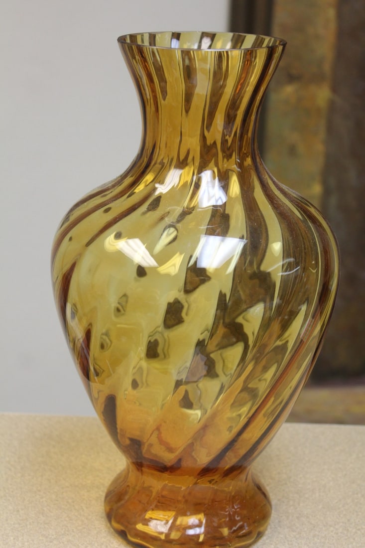 Amber Colour Glass Vase (1 of 5)
