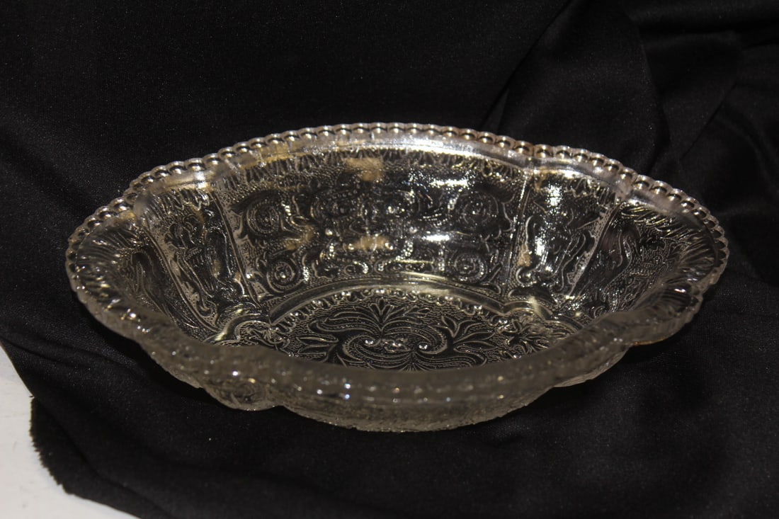 A Pressed Glass Bowl: 8" in diameter