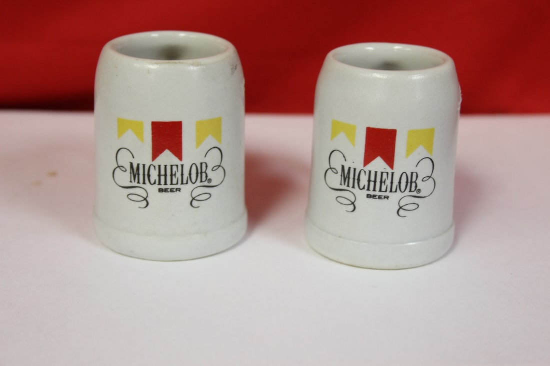 A Pair of Michelob Miniature Beer Mugs: 2 1/2" tall