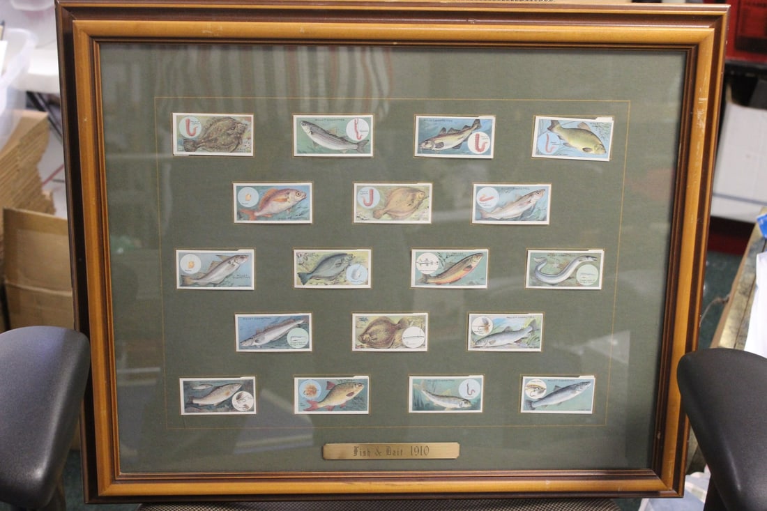 Framed Reproduction Cigarette Cards: overall 22 1/2" x 18 1/2"