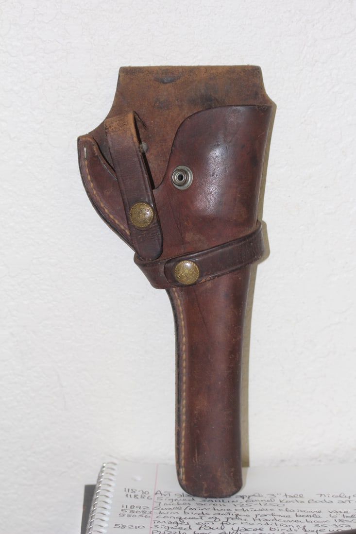 Vintage Leather Gun Holster: 10 1/4" long