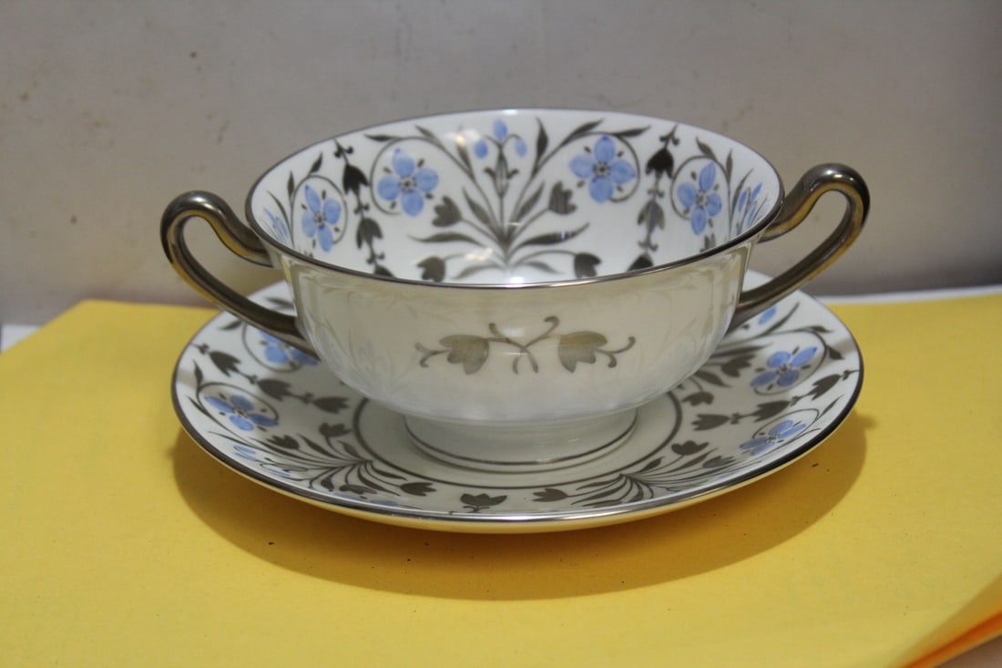 A Wedgwood Soup Bowl and Saucer/Underplate: bowl= 5" in diameter without the handle