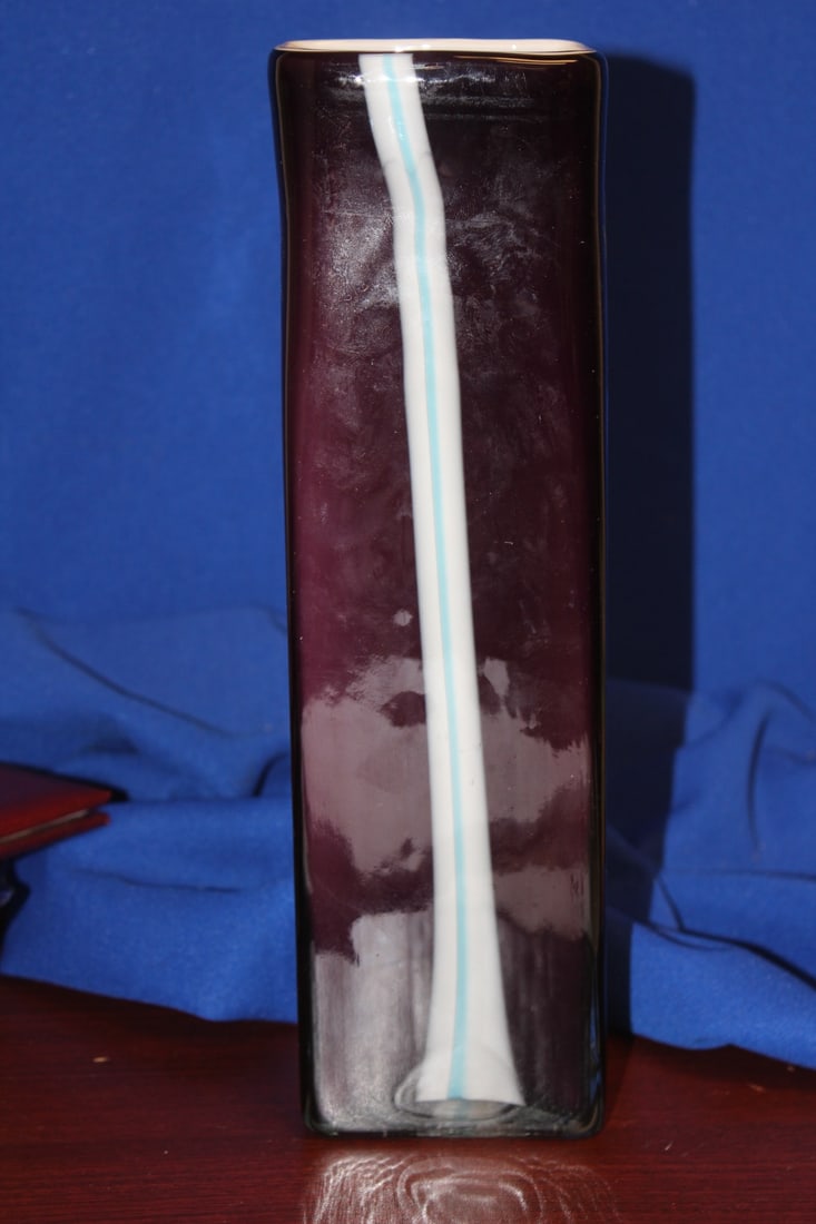 An Artglass Rectangular Vase: 11 inches tall