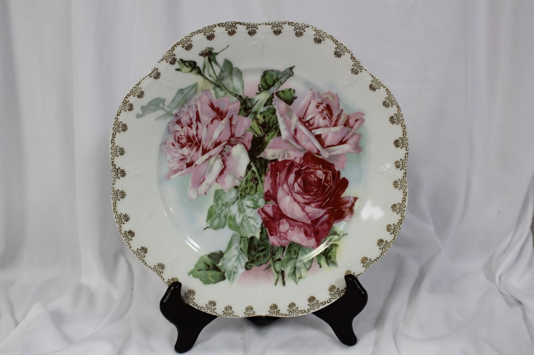A Bavarian Floral Plate: 9 3/4" in diameter