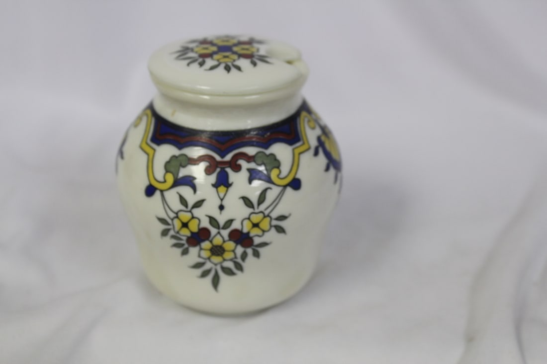 A Mustard Glass Jar: 3 5/8" tall