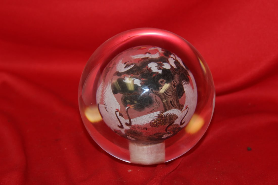 A Chinese Crystal Ball or Paperweight: 4 1/2" tall