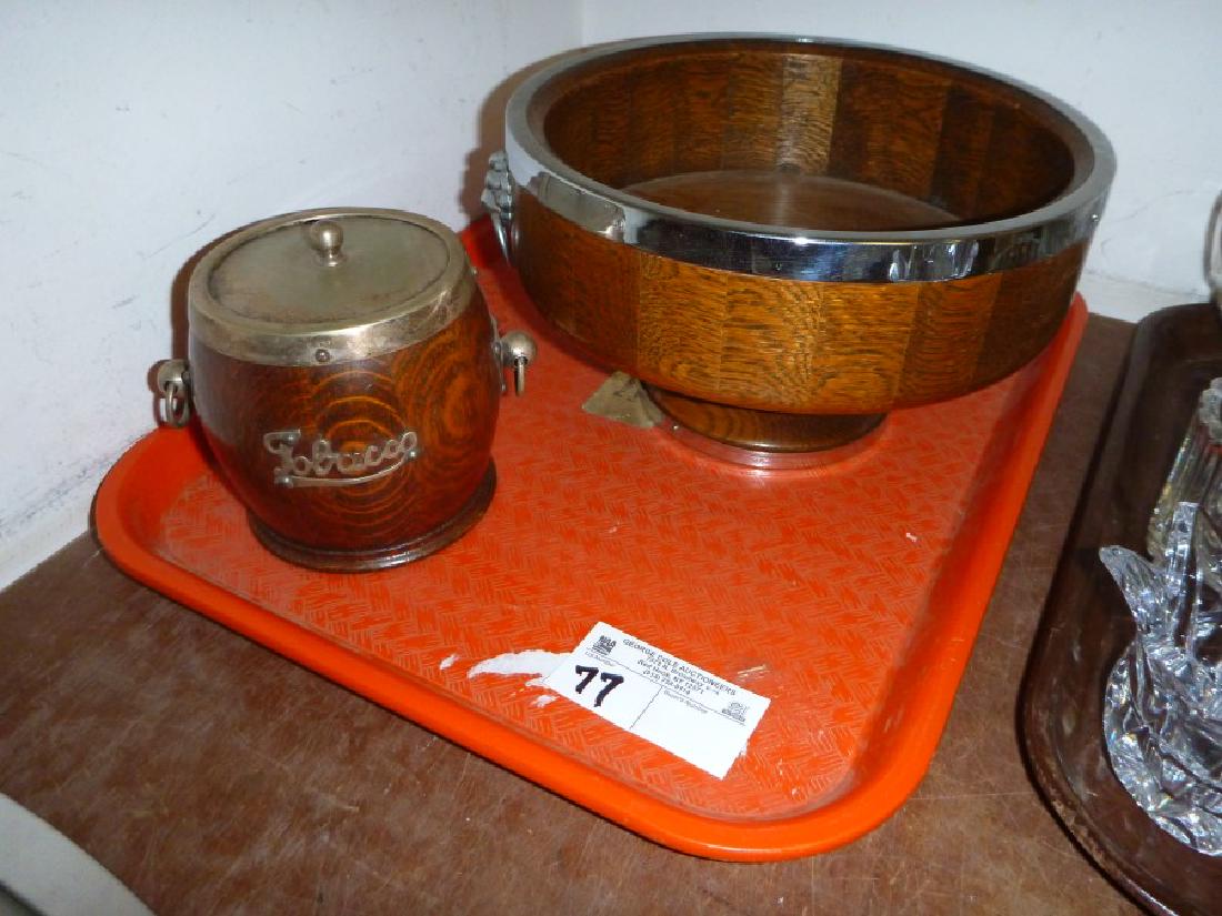 TRAY OAK BARREL HUMIDOR AND COMPOTE: TRAY OAK BARREL HUMIDOR AND COMPOTE