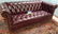 RED LEATHER CHESTERFIELD SOFA 7'3" - 2