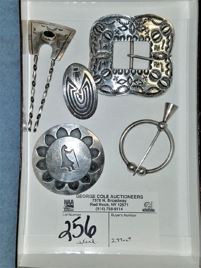 LOT STERLING - NAVAJO ETC... BUCKLE, HAIR PINS, (1 of 1)