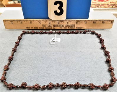 GARNET BEAD NECKLACE 26": GARNET BEAD NECKLACE 26"