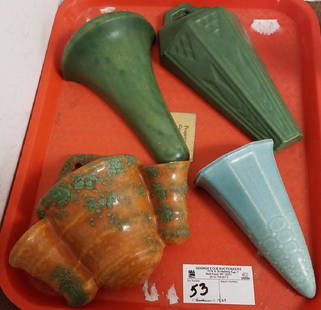 TRAY POTTERY WALL POCKETS 1 ROSEVILLE IMPERIAL ROOKWOOD: TRAY POTTERY WALL POCKETS 1 ROSEVILLE IMPERIAL ROOKWOOD ETC 1927