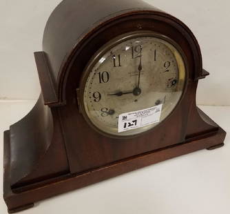 SETH THOMAS MAHOG MANTEL CLOCK W/ SONARA CHIME 12"H X: SETH THOMAS MAHOG MANTEL CLOCK W/ SONARA CHIME 12"H X 17 12/"W X 7"D