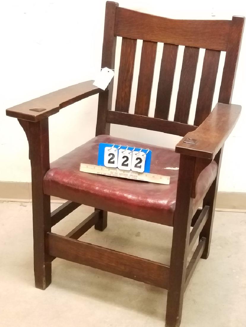 GUSTAV STICKLEY #354 1/2 ARMCHAIR W/ ORIG PAPER LABEL: GUSTAV STICKLEY #354 1/2 ARMCHAIR W/ ORIG PAPER LABEL