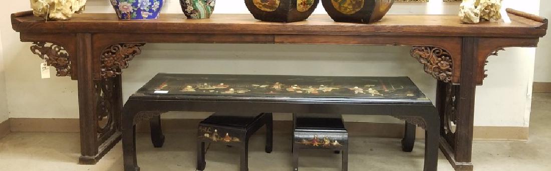 CHINESE ELM ALTAR TABLE 36 1/2"H X 10'L X 20 3/4"D: CHINESE ELM ALTAR TABLE 36 1/2"H X 10'L X 20 3/4"D
