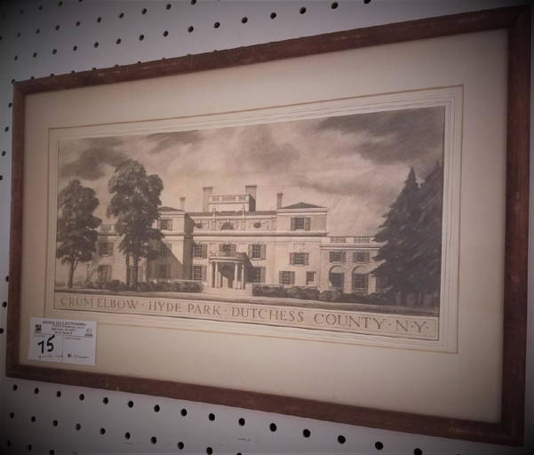 Framed Pencil Drawing Of Crum Elbow Hyde Park Dutchess