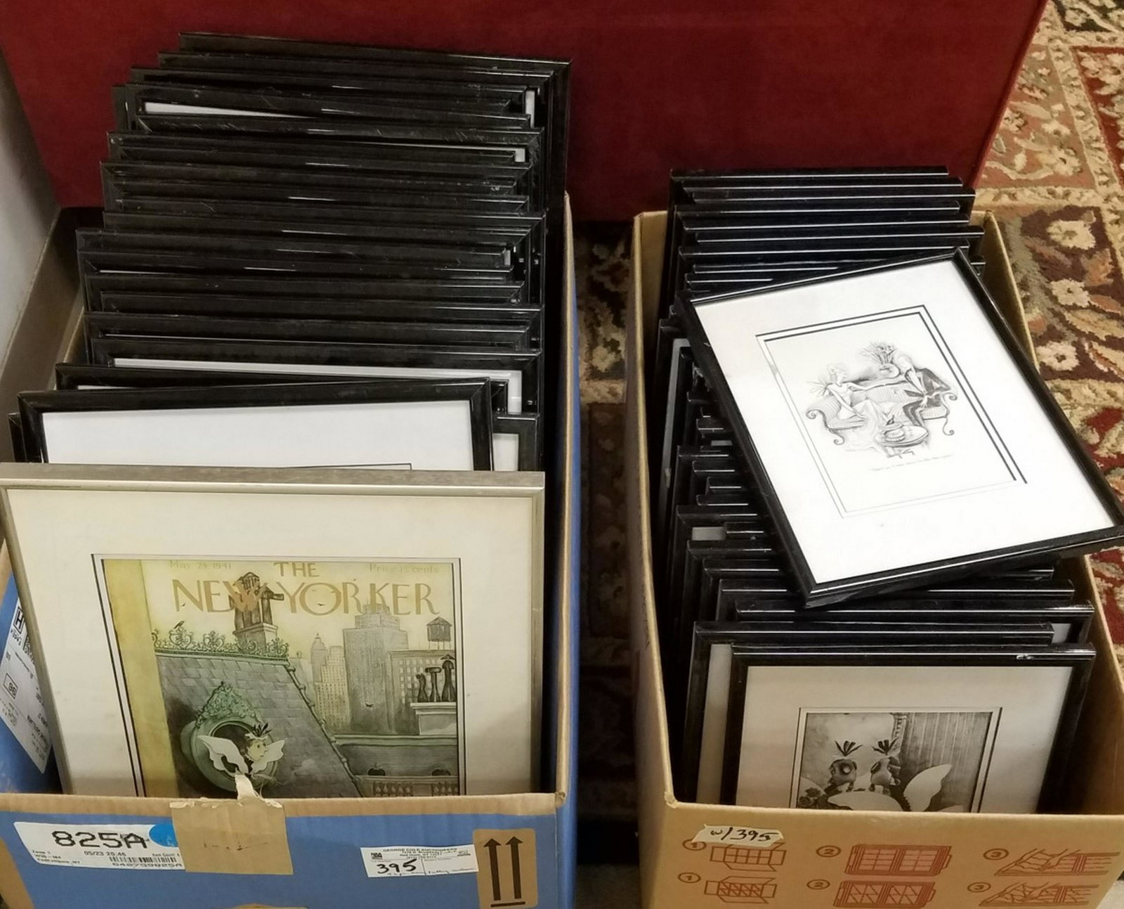 2 BXS 52 FRAMED NEW YORKER MARY PETTY CARTOONS 22- 9: 2 BXS 52 FRAMED NEW YORKER MARY PETTY CARTOONS 22- 9 1/2" X 7 3/4" AND 32- 6 3/4" X 4 3/4"
