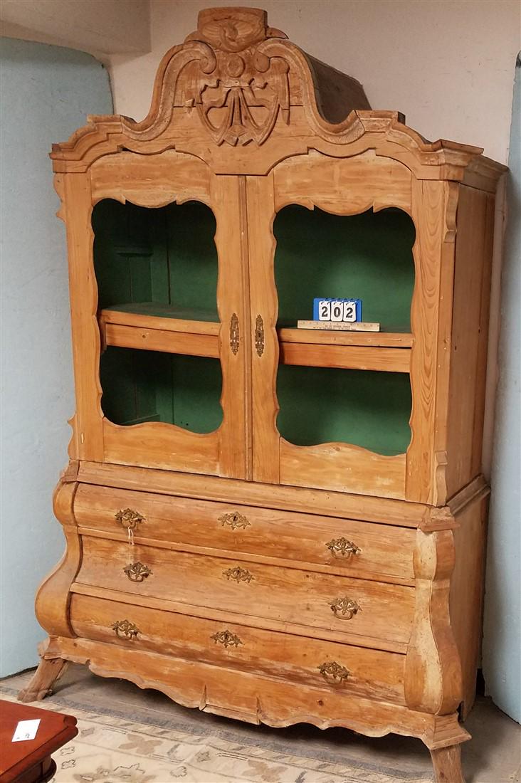 19th c. SCANDINAVIAN PINE 2 DOOR OVER 3 DOOR CABINET, (1 of 2)