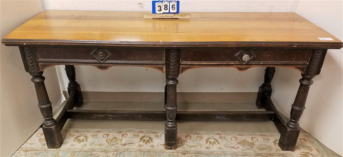 2 DRAWER CONSOLE TABLE 30" X 71 1/2"W X 27"D (1 of 3)