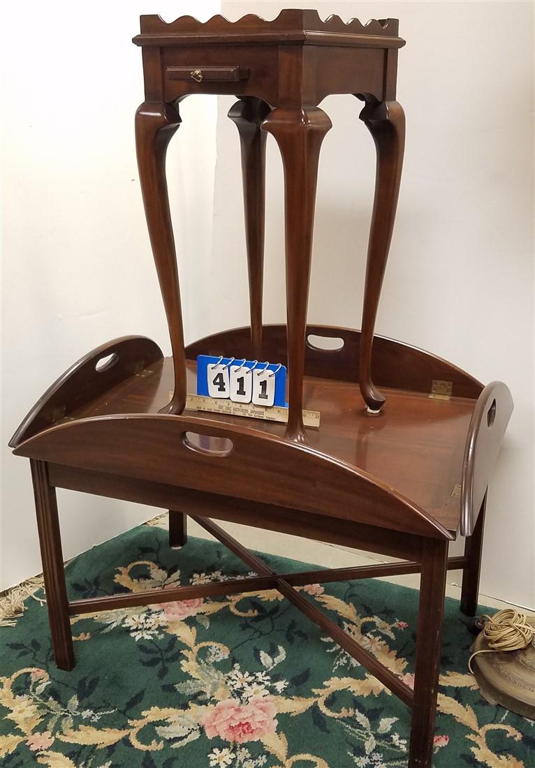 MAHOG BUTLER'S TRAY TABLE AND QA STYLE STAND 26 1/2"H X (1 of 1)