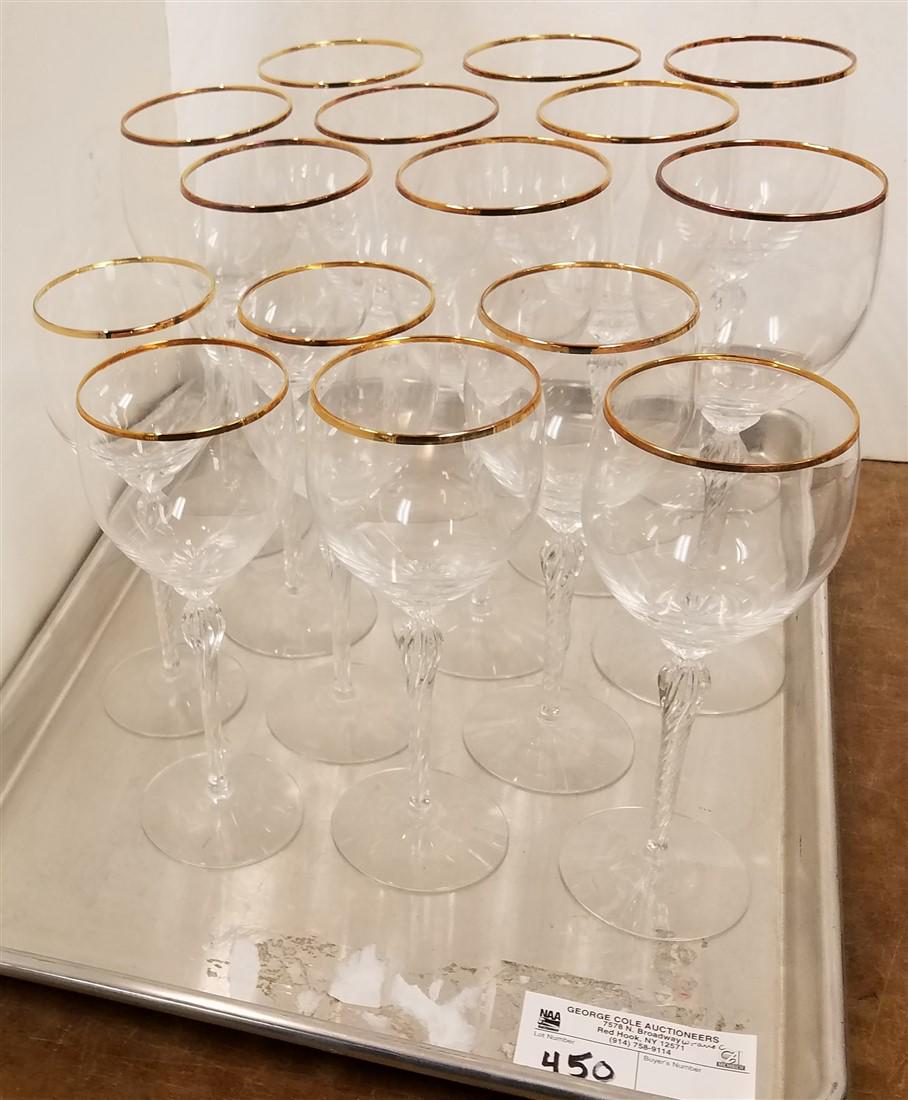 SET 15 GOLD RIMMED STEMWARE (1 of 3)