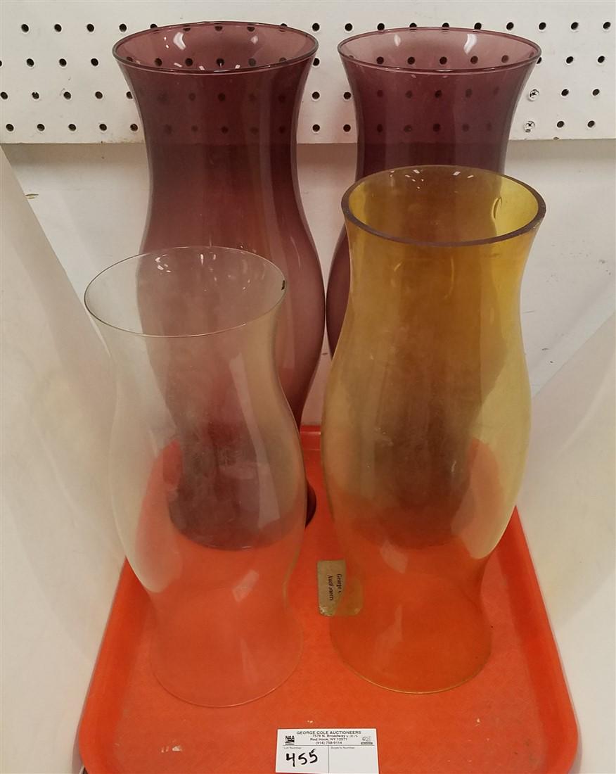 TRAY HURRICANE SHADES PR 16 1/2" AMETHYST, 14" AMBER, (1 of 1)