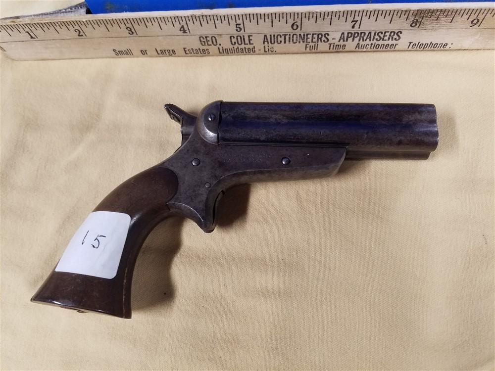 C. Sharps 1859 Model 3A - 4 bbl Slide Open Deringer -: C. Sharps 1859 Model 3A - 4 bbl Slide Open Deringer - Address Sharps & Hankins, Philadelphia, Penn - C Sharps Patent Jan 25 1859 - .32 Rimfire 3.5"bbl - Fires one bbl at a time... Rim striker rotates 
