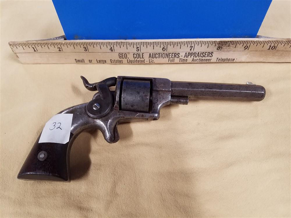 Allen & Wheelock Worcester, Mass - Allen: Allen & Wheelock Worcester, Mass - Allen's Pat's Sept 7 Nov 9 1858 - 5 Shot Revolver - .32 Short Rimfire - 3 7/8" Octagonal bbl - Spur Trigger - Side Hammer - 1st Model - SN 430 - Transfer Is Required