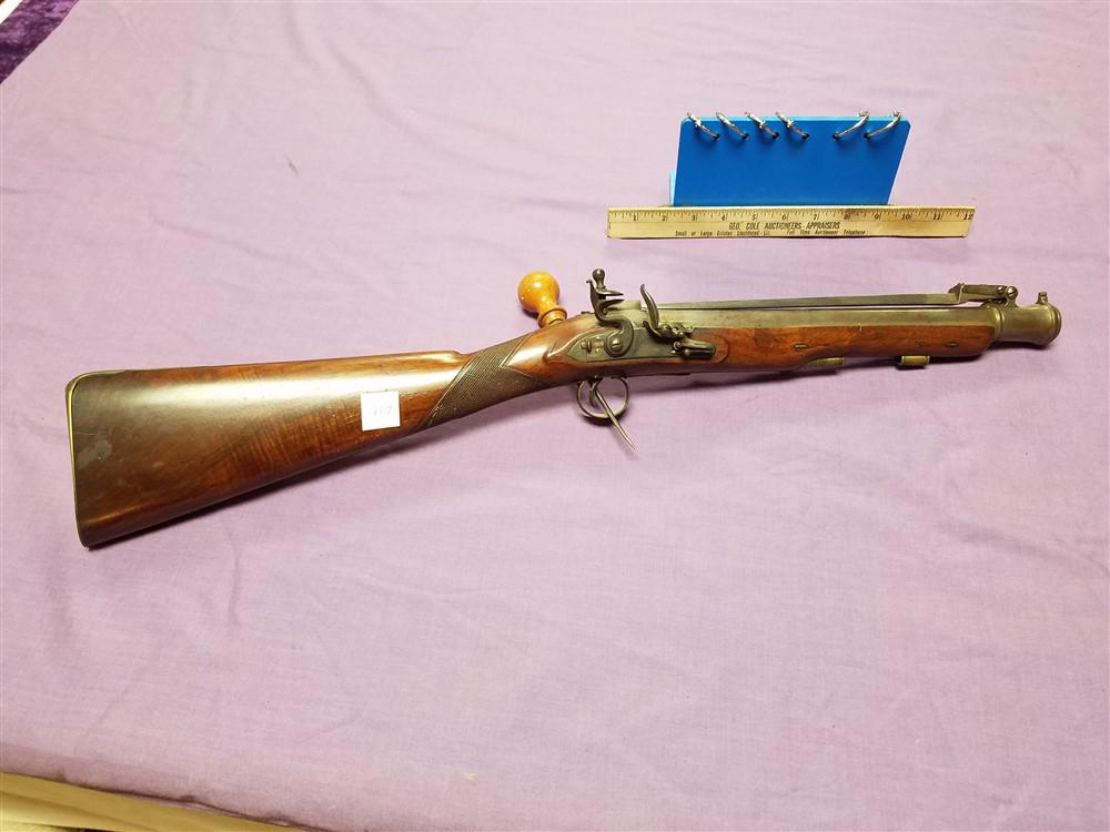 Continental P. Bond Corn Hill Brass Barrel Blunderbuss: Continental P. Bond Corn Hill Brass Barrel Blunderbuss Flintlock With Spring Bayonet - (Confederate Link?) - No FFL Transfer Required