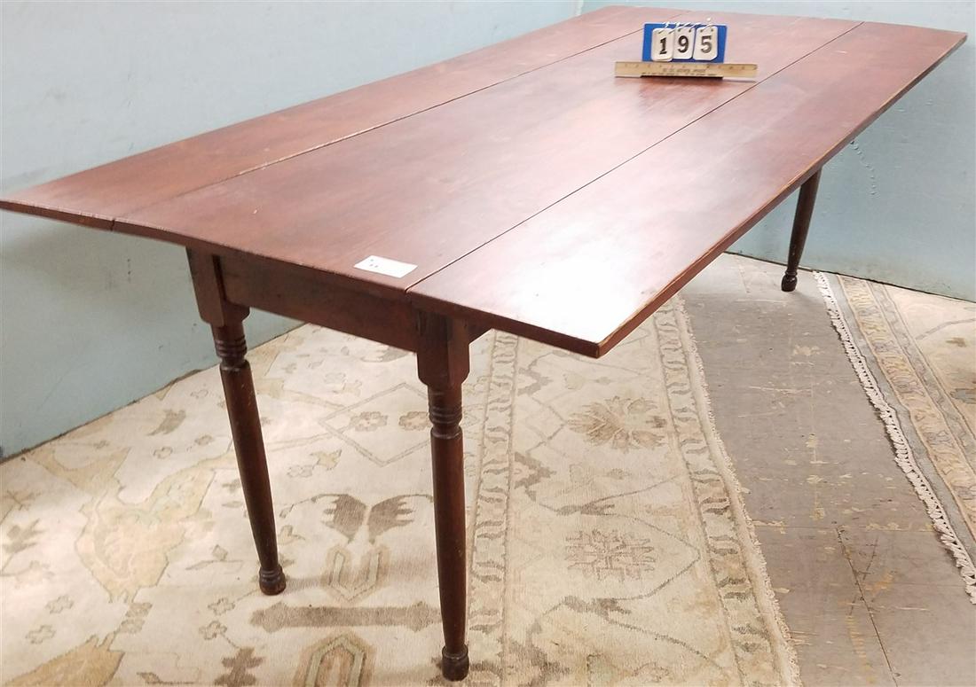19th c. PINE DROP LEAF HARVEST TABLE, 30"H X 7'L X 41"W: 19th c. PINE DROP LEAF HARVEST TABLE, 30"H X 7'L X 41"W