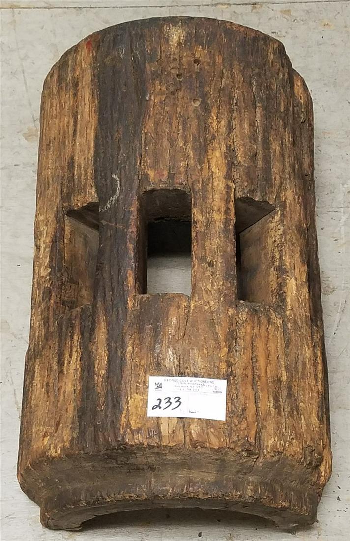 HALF MASSIVE WOODEN WHEEL HUB 8.5"H X 21.5"W X 13"D: HALF MASSIVE WOODEN WHEEL HUB 8.5"H X 21.5"W X 13"D
