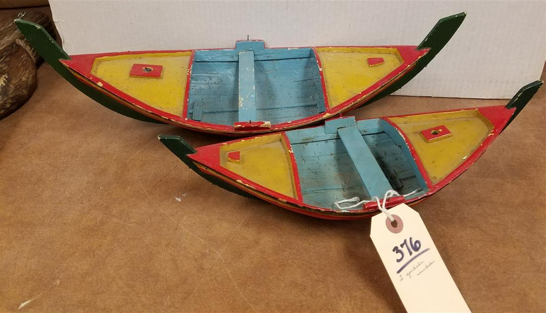 2 WOODEN GONDOLA MODELS 18"L AND 13"L: 2 WOODEN GONDOLA MODELS 18"L AND 13"L
