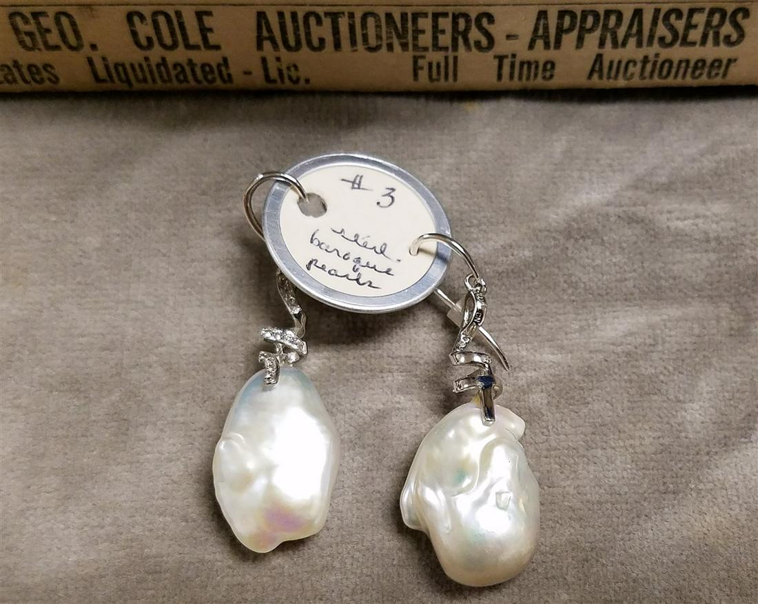 STERL. EARRINGS W/ BAROQUE PEARLS: STERL. EARRINGS W/ BAROQUE PEARLS