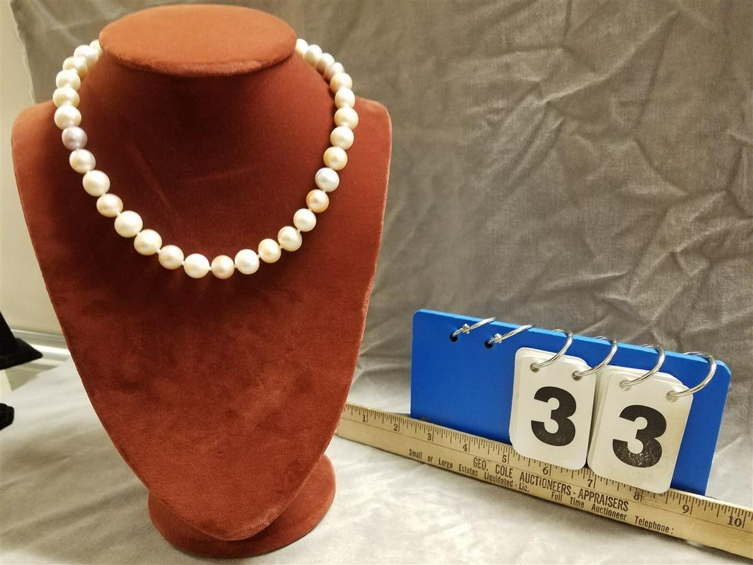 12mm MULTI COLORED PEARL NECKLACE, 16": 12mm MULTI COLORED PEARL NECKLACE, 16"