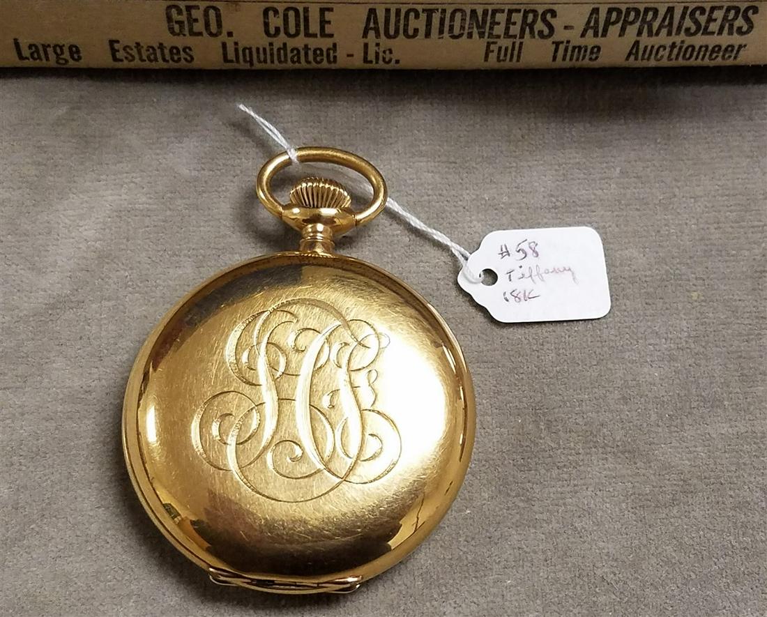 TIFFANY & CO. 18K CLOSED FACE POCKET WATCH, W/: TIFFANY & CO. 18K CLOSED FACE POCKET WATCH, W/ INSRIPTION TO HON. JOHN C. FITZGERALD, BROOKLYN 1905 US SENATOR, WORKS