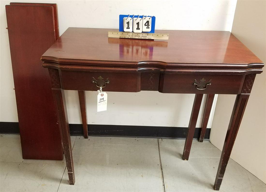 MAHOG. COMBO CONSOLE/DINING TABLE W/2 LEAVES, 30.5"H X: MAHOG. COMBO CONSOLE/DINING TABLE W/2 LEAVES, 30.5"H X 36"W X 20"D